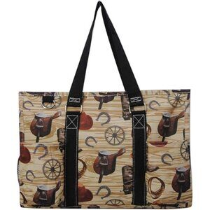 Western Cowboy Print Organizer Tote Bag By N.Gil 15.5" L x 6" W x 10.5" H